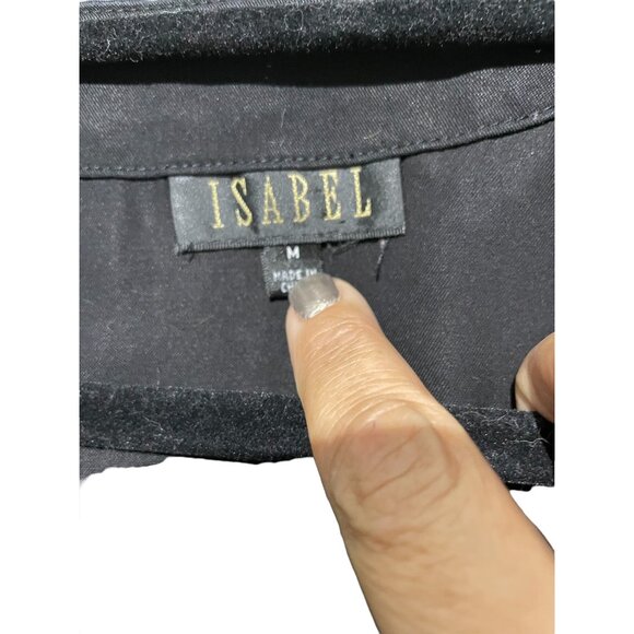 Isabel Women's Top Blouse Ruffled Front Tie Black Size Medium - Picture 2 of 5